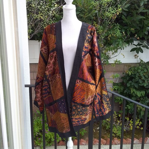 Rho Designs 100% Cotton Open Long Lagen Look Printed Jacket Art Teacher - Picture 6 of 6